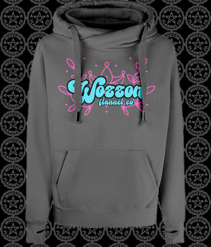 Logo womens cross neck hoodie