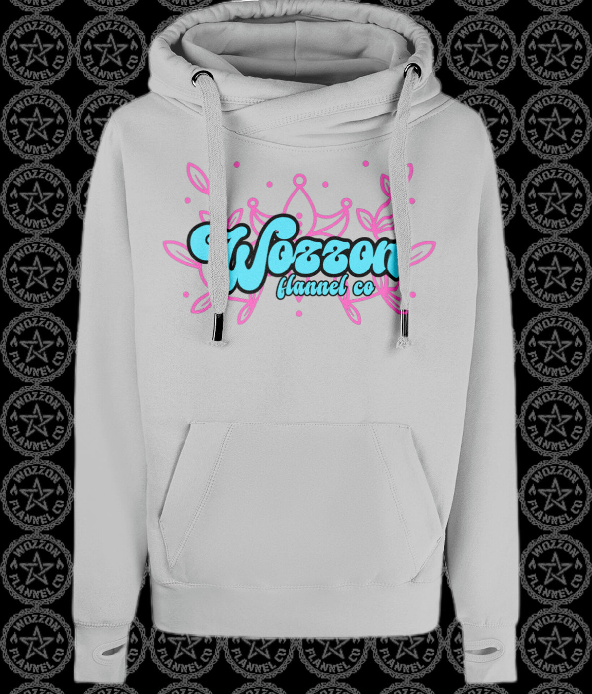 Logo womens cross neck hoodie