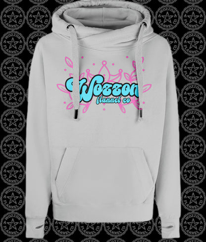 Logo womens cross neck hoodie