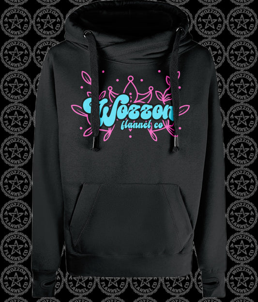 Logo womens cross neck hoodie