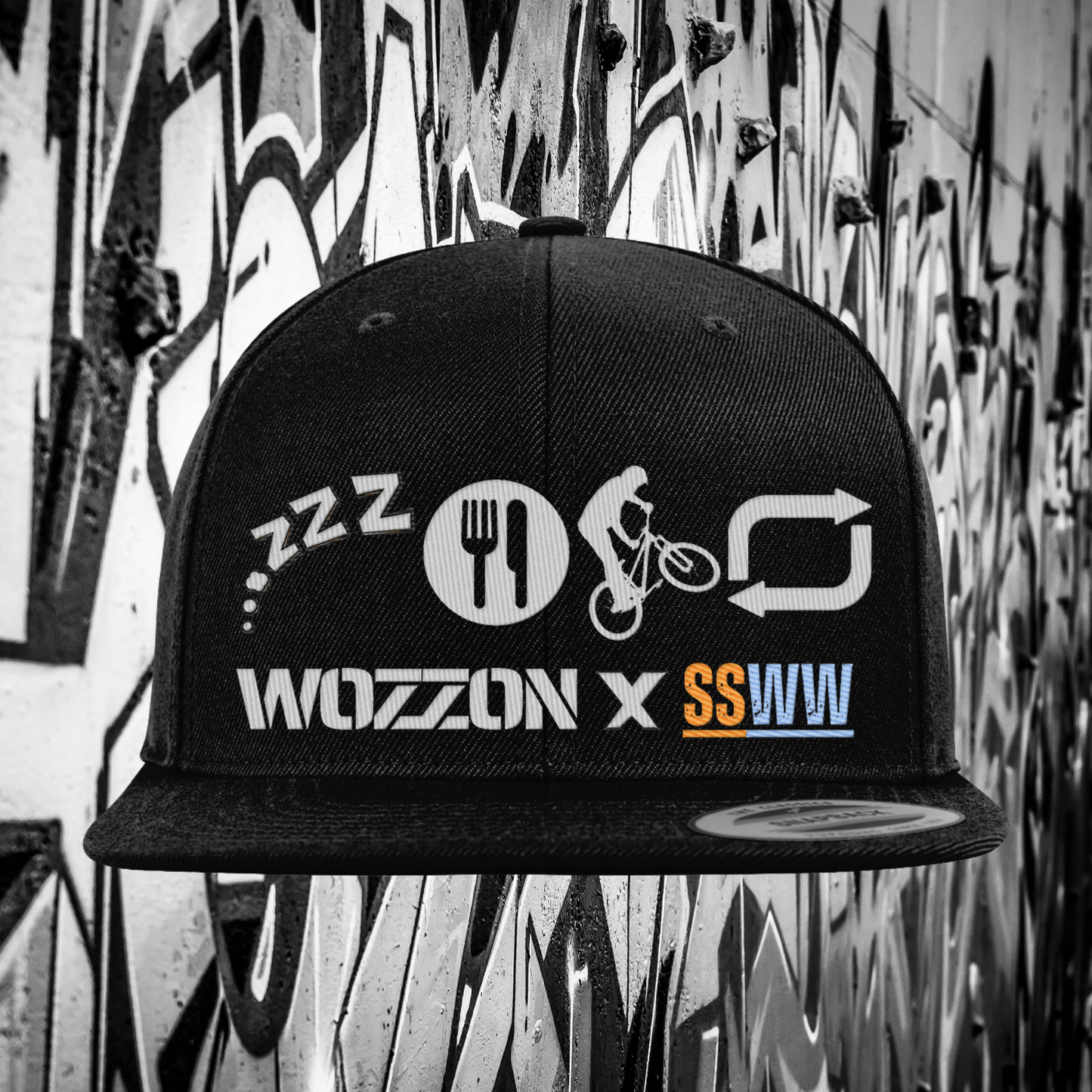 Sleep, eat, ride, repeat snap back (WFC x SSWW COLAB)